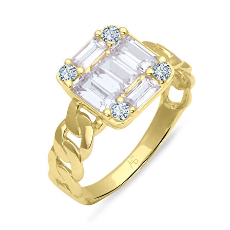 Altın 14 Ayar Baget Taşlı Yüzük (YZK0228)