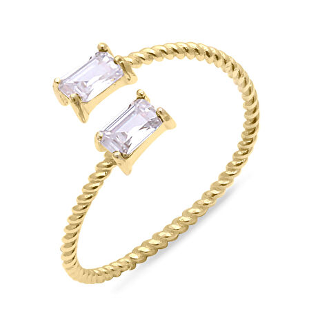 Altın 14 Ayar Baget  Taşlı Yüzük (YZK0237)