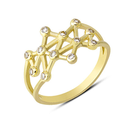 14 Ayar Altın Geometrik Model Yüzük YZK026