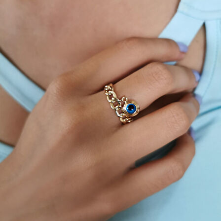 Altın Zincir Detay Nazar Yüzük (YZK0260)