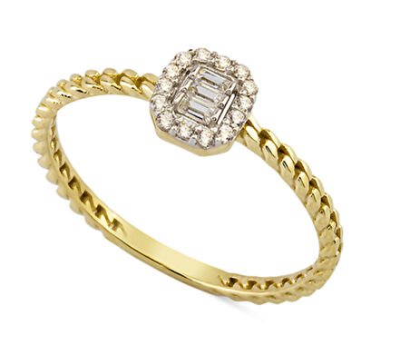 Harem Altın 14 Ayar Altın Baget Hasır Kollu Yüzük YZK032