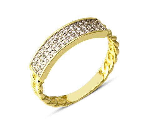 14 Ayar Altın Pave Taşlı Yüzük YZK069