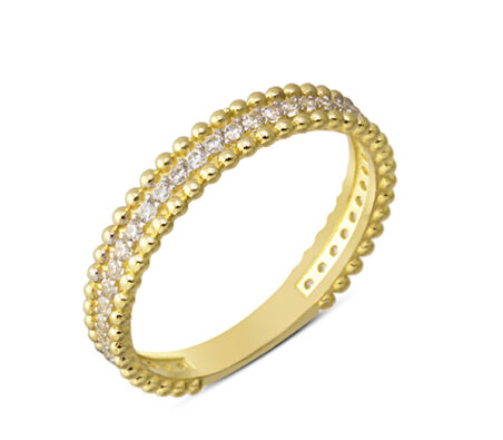 14 Ayar Altın Mini Taşlı Top Yüzük YZK081A