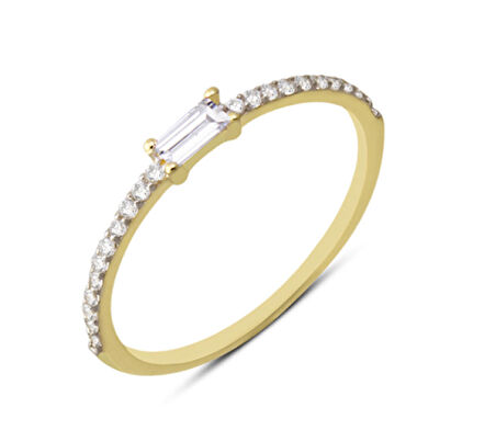 14 Ayar Altın Baget Taşlı Yüzük YZK083A