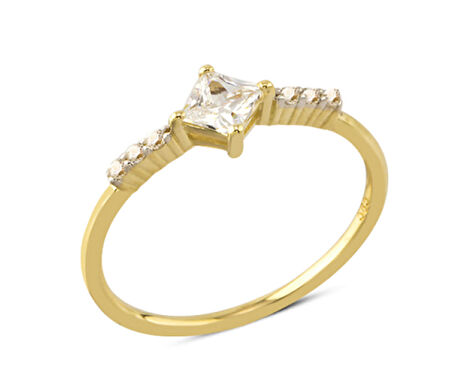 14 Ayar Altın Dörtgen Taşlı Yüzük YZK105