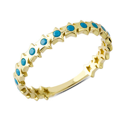 14 Ayar Altın Mavi Yıldız Taşlı Yüzük YZK111B