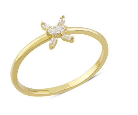 14 Ayar Altın Çiçek Motifli Yüzük YZK176