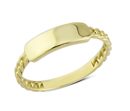 Harem Altın 14 Ayar Altın Plakalı Düz Zincir Yüzük YZK191