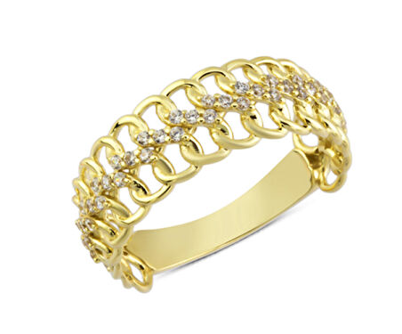 14 Ayar Altın Sonsuz Sarmal Taşlı Yüzük YZK201