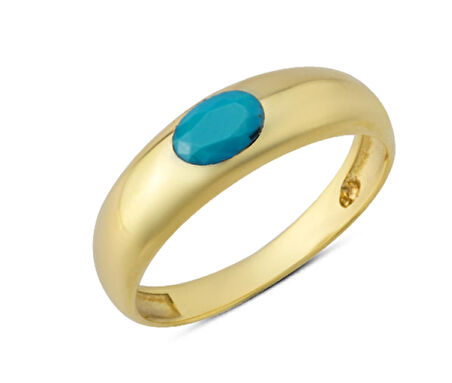 14 Ayar Altın Mavi Taşlı Sıvama Yüzük YZK219