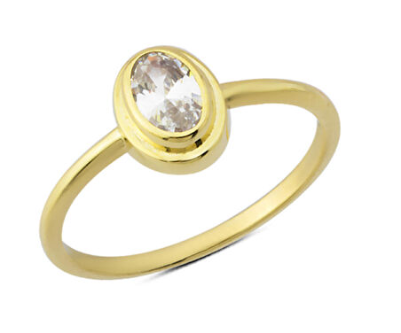 14 Ayar Altın Sıvamalı Oval Taşlı Yüzük YZK231