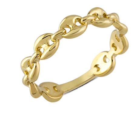 14 Ayar Altın Taşsız İç İçe Geçme Yüzük YZK296