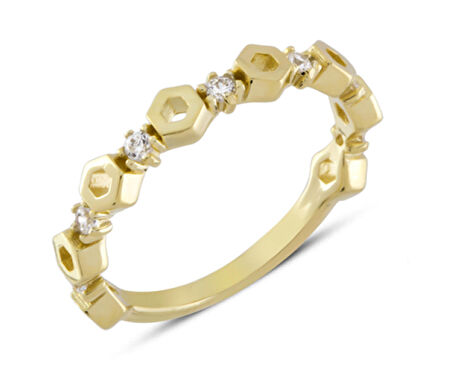 14 Ayar Altın Mini Altıgen Yüzük YZK330