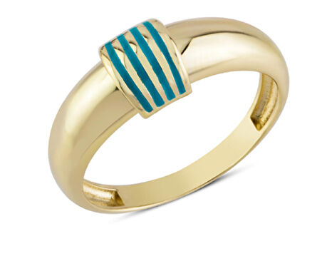 14 Ayar Altın Mavi Mineli Siyah Yüzük YZK347