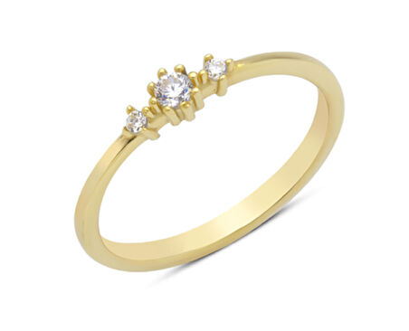 14 Ayar Altın Üç Mini Taşlı Yüzük YZK358