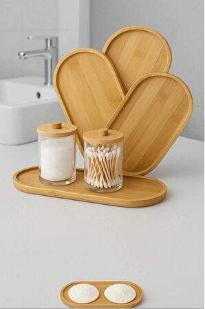 1 Adet Bambu Oval Sunum Ve Servis Tepsisi Yağdanlık Altlığı, 23 x 12 cm Bej