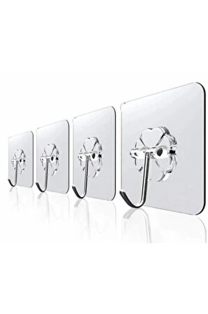 Pratik 1 Adet Güçlü Şeffaf Duvar Askısı Askılığı Yapışkan Kancalı Mutfak Banyo Askı