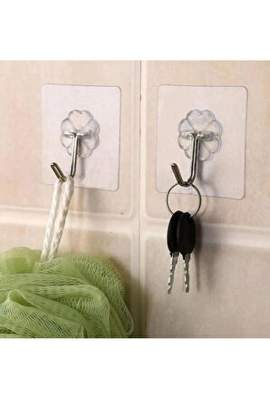 Pratik 1 Adet Güçlü Şeffaf Duvar Askısı Askılığı Yapışkan Kancalı Mutfak Banyo Askı