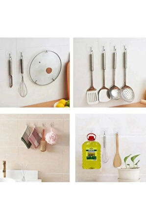 Pratik 1 Adet Güçlü Şeffaf Duvar Askısı Askılığı Yapışkan Kancalı Mutfak Banyo Askı
