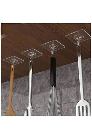 Pratik 1 Adet Güçlü Şeffaf Duvar Askısı Askılığı Yapışkan Kancalı Mutfak Banyo Askı