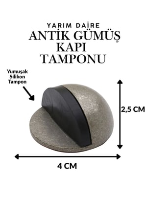 5 Adet Antik Gümüş Yarım Daire Yapışkanlı Kapı Tamponu Kapı Stoperi Metal Kapı Stopu Durdurucu