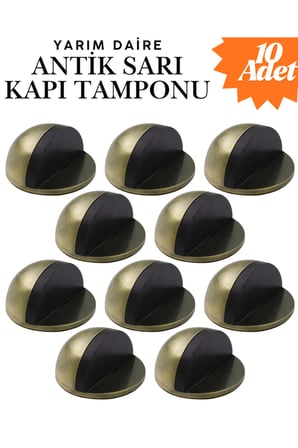 10 Adet Antik Sarı Yarım Daire Yapışkanlı Kapı Tamponu Kapı Stoperi Metal Kapı Stopu Durdurucu