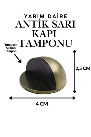 5 Adet Antik Sarı Yarım Daire Yapışkanlı Kapı Tamponu Kapı Stoperi Metal Kapı Stopu Durdurucu
