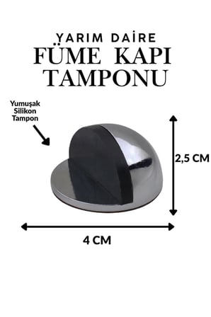 5 Adet Füme Yarım Daire Yapışkanlı Kapı Tamponu Kapı Stoperi Metal Kapı Stopu Durdurucu