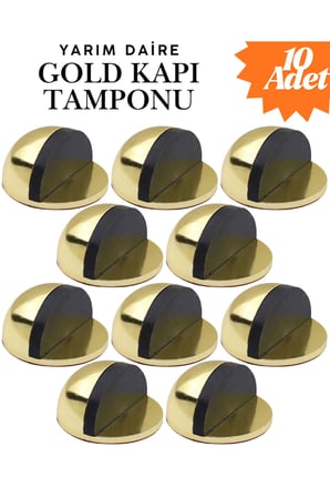 10 Adet Gold Yarım Daire Yapışkanlı Kapı Tamponu Kapı Stoperi Metal Kapı Stopu Durdurucu