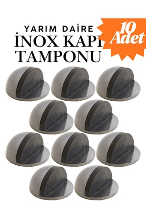 10 Adet İnox Yarım Daire Yapışkanlı Kapı Tamponu Kapı Stoperi Metal Kapı Stopu Durdurucu