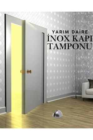 10 Adet İnox Yarım Daire Yapışkanlı Kapı Tamponu Kapı Stoperi Metal Kapı Stopu Durdurucu