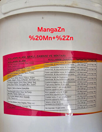 Manga Zn Mangan Gübresi Meyve Tutumu Arttırıcı Bitki Geliştirici Çinko Gübresi 1 Kg