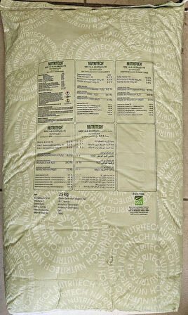 NPK Damlama Gübresi Nutritech 16-08-24+2MgO+Te Suda Tamamen Çözünür Gübre 25 Kg