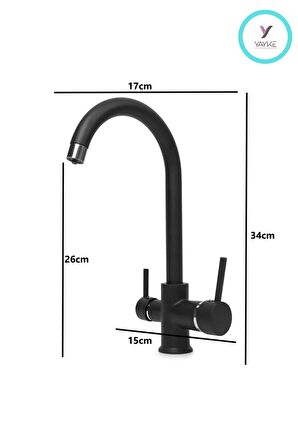 Yayke Arıtma Çıkışlı Kuğu Mutfak Eviye Bataryası(3 YOLLU GİRİŞLİ) Siyah