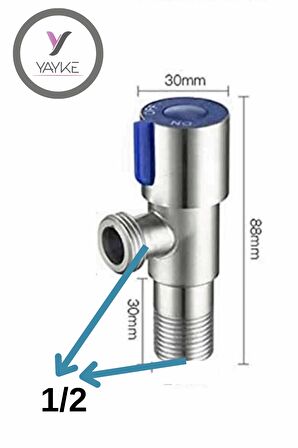 Yayke Ara Musluk Sıcak Ve Soğuk Giriş Banyo Musluk Durdurma Vanası Mutfak Lavabo (GİRİŞ 1/2 ÇIKIŞLI 1/2)