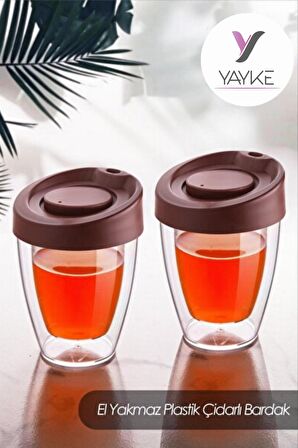 Yaykke 2 Adet Çift Cidarlı Bardak Seti (2x 200ml ) El Yakmaz Bardak