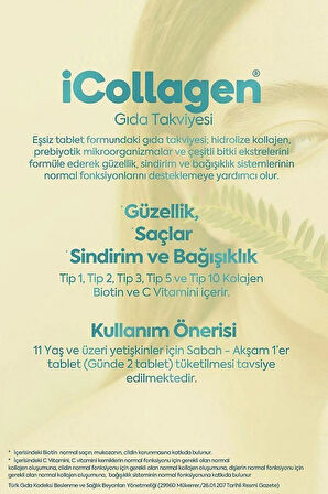 Icollagen Peptip Kolajen ve Probiyotik Tablet - 60 Tablet