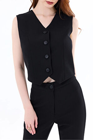 FemiChic Siyah Business Yelek