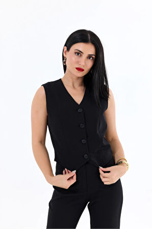 FemiChic Siyah Business Yelek