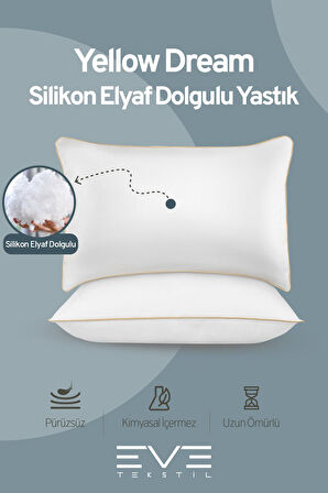 6 Adet Yellow Dream Serisi Fermuarlı Antialerjik Silikon Elyaf Dolgulu Yastık 50x70cm 1200gr