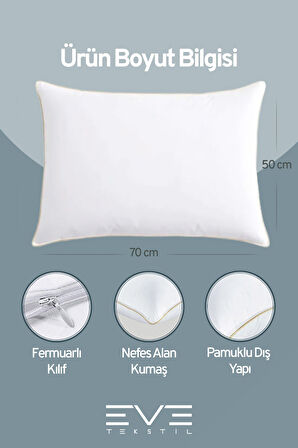6 Adet Yellow Dream Serisi Fermuarlı Antialerjik Silikon Elyaf Dolgulu Yastık 50x70cm 1200gr