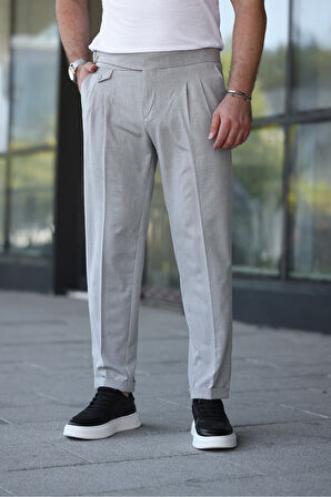 Kuşaklı Pileli Kemer Detaylı Old Money Kumaş Pantolon