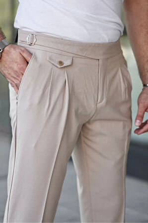 Kuşaklı Pileli Kemer Detaylı Old Money Kumaş Pantolon