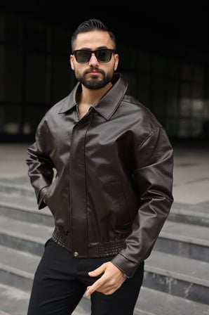 Yeni Sezon Dokulu Oversize Bol Kalıp Bomber Ceket