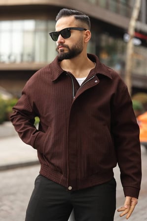Yeni Sezon Dokulu Oversize Bol Kalıp Bomber Ceket