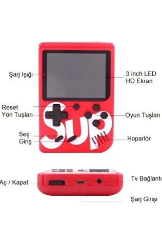 Güçlendirilmiş Taşınabilir 400 Oyunlu Mini Atari Oyun Konsolu DTI