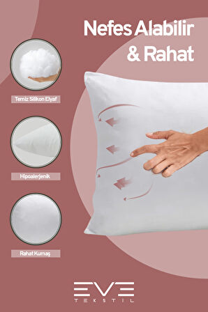 1 Adet Silikon Elyaf Nonwoven Yıkanabilir Antialerjik Vakumlu Yastık Seti 50x70cm 600 gr
