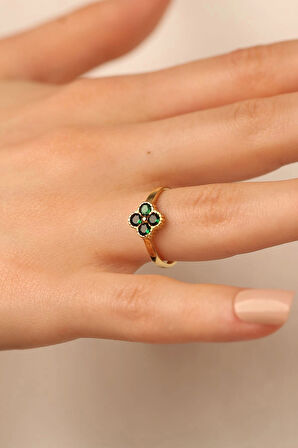 Minimal Yonca Altın Yüzük