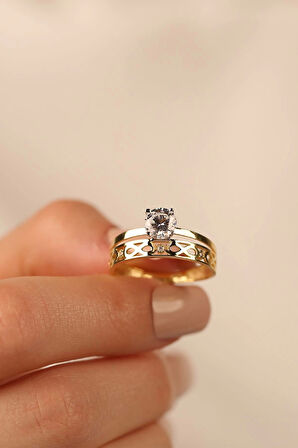 Sonsuzluk Twin Tektaş Alyans Altın Yüzük