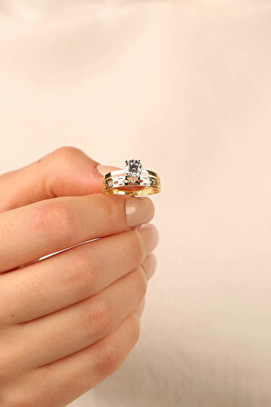 Sonsuzluk Twin Tektaş Alyans Altın Yüzük